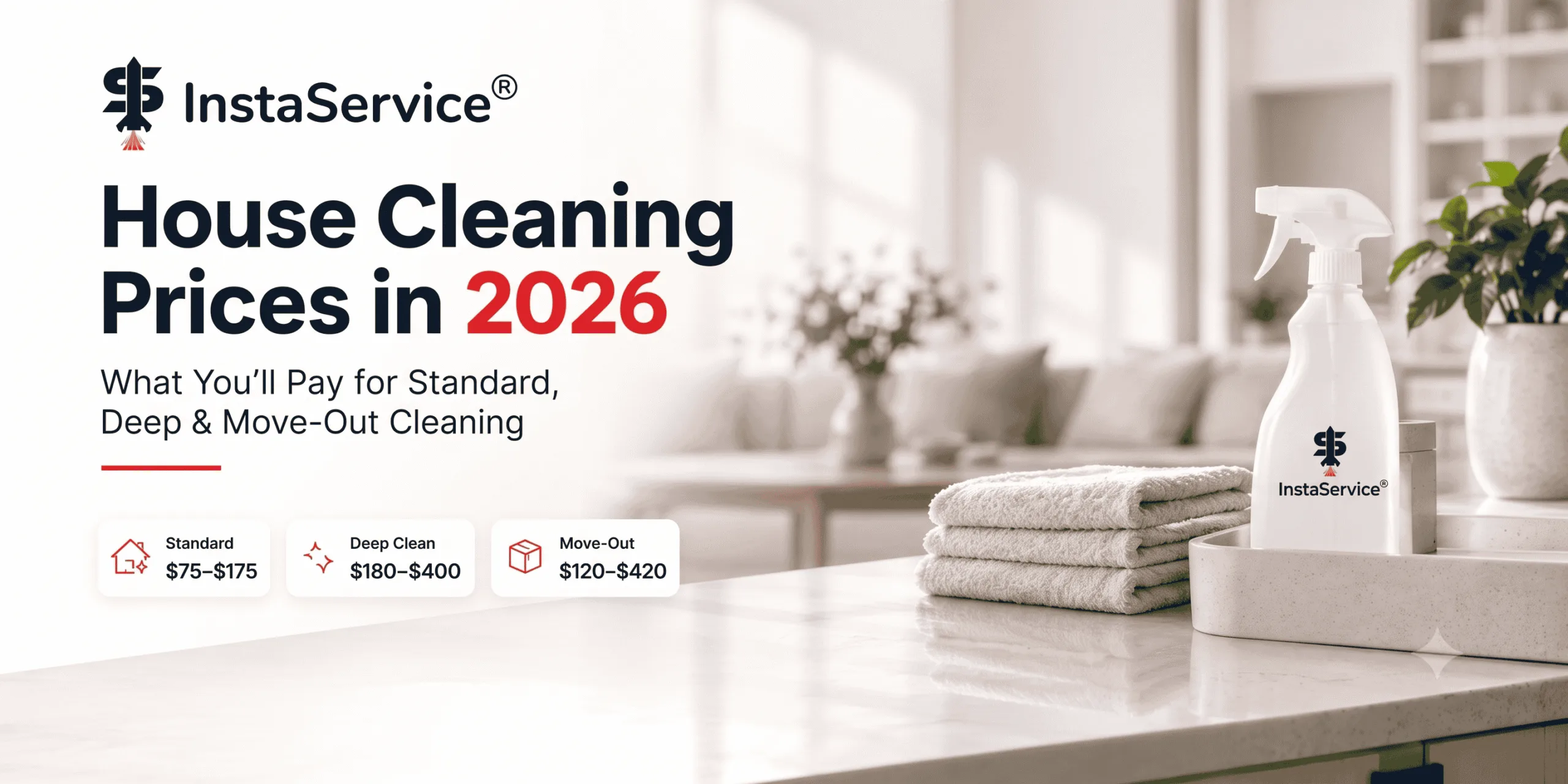 House cleaning prices in 2026: Standard, Deep and Move-out cleaning explained